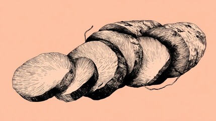 Sliced root vegetable drawing