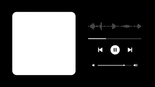 animation Audio music player timeline bar moving with track with transparent space