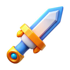 3d cartoon sword isolated on transparent background