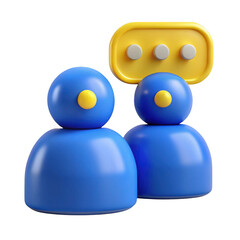 3d two people chatting icon isolated on transparent background