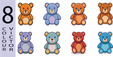 Flat Teddy Bear Illustration Cute Plush Toy and Childhood Comfort Vector Icon