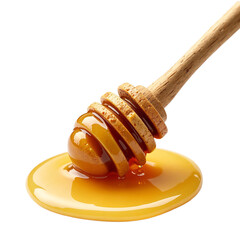 Honey dipper stick sweet liquid isolated, Natural golden syrup drizzle, Wooden dip tool ingredient, Organic bee product food, Transparent PNG isolated sweetener