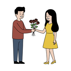 Romantic Gift Man Gives Flowers to Girlfriend in Sweet Gesture
