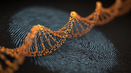 DNA helix emerges from fingerprint in 3D, linking genetics to identity. 
