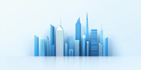 Fototapeta premium Engineer construction site concept. Modern city skyline with blue hues and sleek architectural designs against a minimal backdrop.