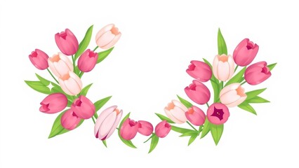 A charming kawaii-style corner flourish featuring delicate tulips with subtle sparkling details.
