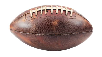 Vintage American Football Leather Ball Close-Up on white background