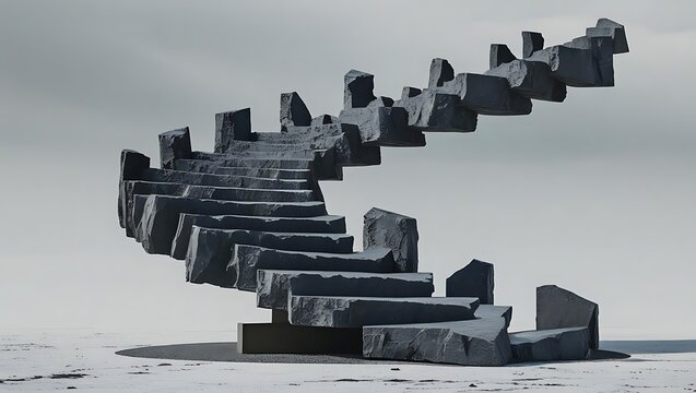 A surreal, impossible spiral staircase made of stone. An abstract concept for a journey, progress, career ambition, and challenges.

 - Powered by Adobe