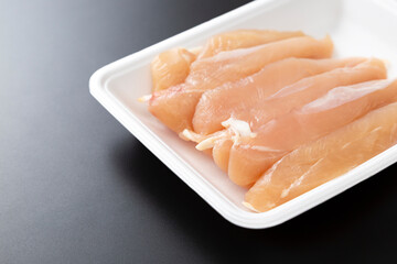 黒背景に鶏ムネ肉