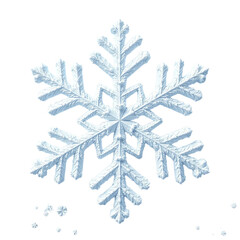 Snowflake crystal white isolated, Winter weather nature icon, Frozen seasonal detail, Symmetrical design asset, Cold organic element