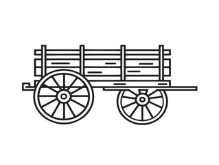 Fototapeta premium Wagon Cart Icon with Clean Minimal Vector Line Art 