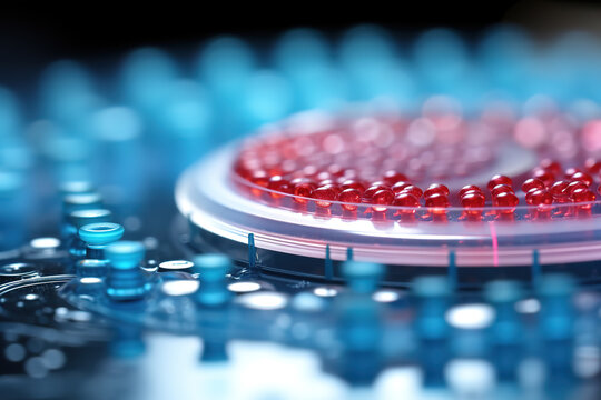 Precision macro image of dosator tip and immunosorbent plate setup