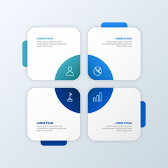 Infographic design of square shape elements with icons