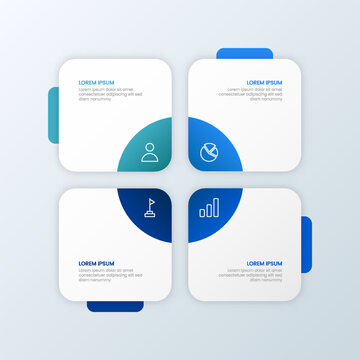 Infographic design of square shape elements with icons