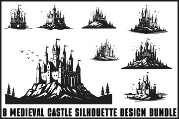 Obraz premium Medieval Castle Silhouette Bundle