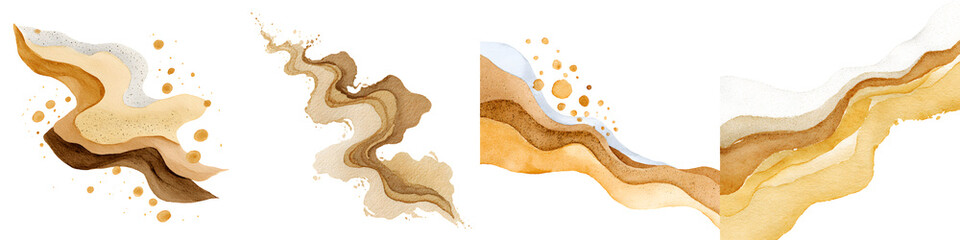 Obraz premium Abstract Watercolor Backgrounds: Earthy Tones, Neutral Colors, Gold Accents
