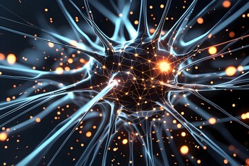 Advanced AI Neural Network with Synaptic Connections and Glowing Lights