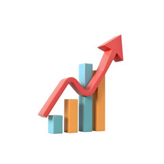 Growth Chart with Red Arrow on Transparent Background
