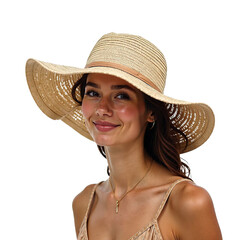 Straw hat band summer isolated, Fashion beachwear accessory, Lightweight headwear piece, Designer outfit prop, Wide brim style, Vacation gear