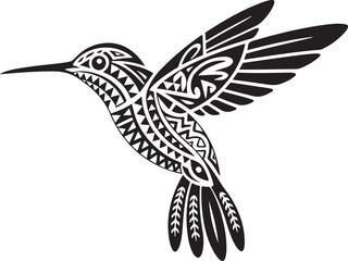 Fototapeta premium Detailed Vector Illustration of a Hummingbird with Tribal Tattoo Style Art