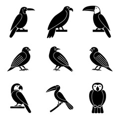 Naklejka premium Diverse Black Bird Silhouettes Collection birds vector
