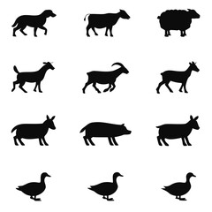 Obraz premium Farmyard Animal Silhouettes sheep goat