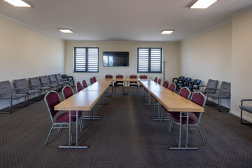 Interior of a conference room in a modern hotel