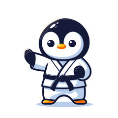 Penguin karate master in martial arts uniform vector. Ideal for martial arts schools and self-defense training presentations.
