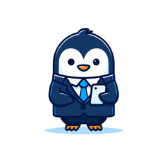 Executive penguin in dark business suit with professional demeanor. Great for corporate branding, executive services, leadership content and business presentations.