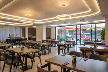 Interior of a modern hotel restaurant
