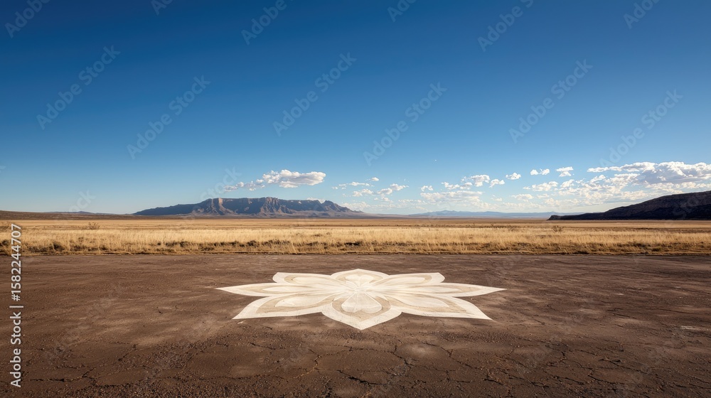 Fototapete mandala structure casting shadows on desert floor with clear text space