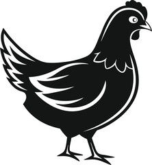 Fototapeta premium Stylized black silhouette of a chicken standing on a white background