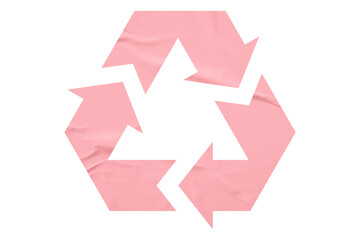 Pink recycle symbol paper isolated on transparent background