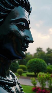 Spiritual Profile of Lord Shiva in Garden Backdrop