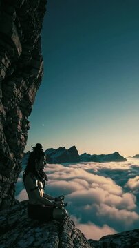 Lord Shiva Meditating Above the Clouds &ndash; Himalayan Serenity