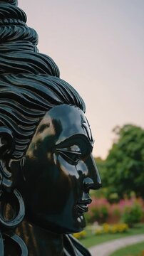 Adiyogi Shiva Statue &ndash; Close-Up Profile with Calm Expression