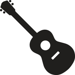Acoustic guitar black silhouette. Music instrument icon. Vector illustration.