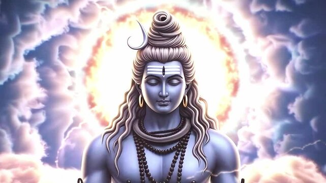 Glorious Shiva with Radiant Halo and Cosmic Power