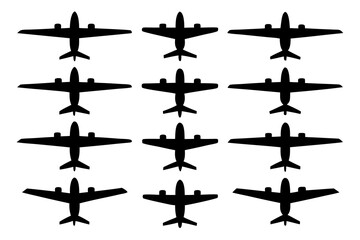 Aircraft silhouettes form a pattern, aviation theme