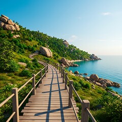 Obraz premium 碧海青山の小道