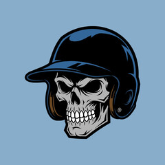 Fototapeta premium skull with baseball helmet logo mascot vector