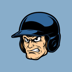 man with baseball helmet logo mascot vector