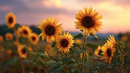 Vibrant Yellow Sunflower Blossoms Showcasing Nature's Beauty

