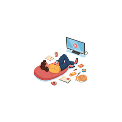 Man Relaxing with Laptop