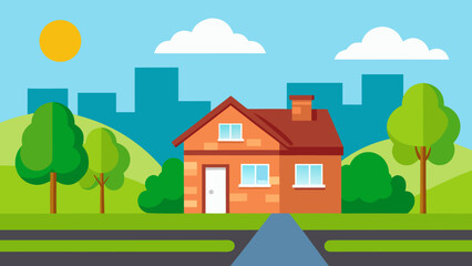 Naklejka premium vector illustration of a city