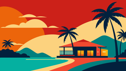 Obraz premium tropical beach with palm trees