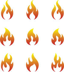 Fire Icon Set – Simple Flame Symbols in Vector and Transparent PNG Format
