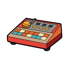 Creative Drum Machine Vector Style on White
