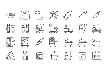 Medical Health Icons for Care, Treatment, and Health Equipment Use