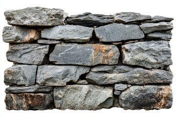 Weathered Stone Wall Rough Texture Construction Background Ancient Material on white background. Generative AI
